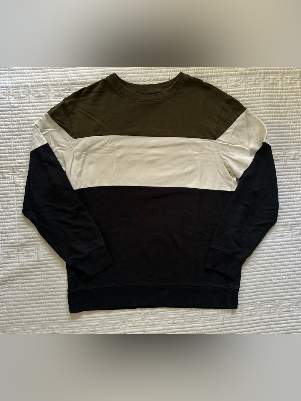 Colorblock Basic Crewneck Sweatshirt Men’s Medium Original Use Green Cream Navy